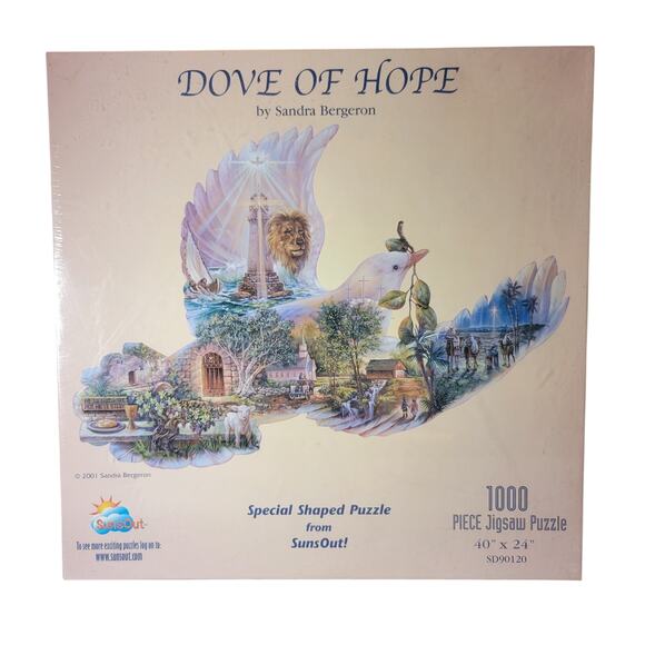 Dove of Hope Jigsaw Puzzle 1000 Piece Sandra Bergeron 2001 New Sealed SunsOut - Picture 1 of 14